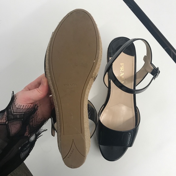 Prada Patent Wedge Espadrille Sandal - Picture 5 of 6